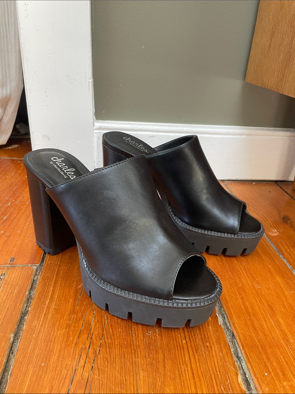 Charles by Charles David Black Platform Mule Heels
